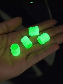 1套4件新款夜光閥帽,配備發光閥芯帽和充氣邊緣led藍光螢光胎帽 - 藍色 - 查看 2