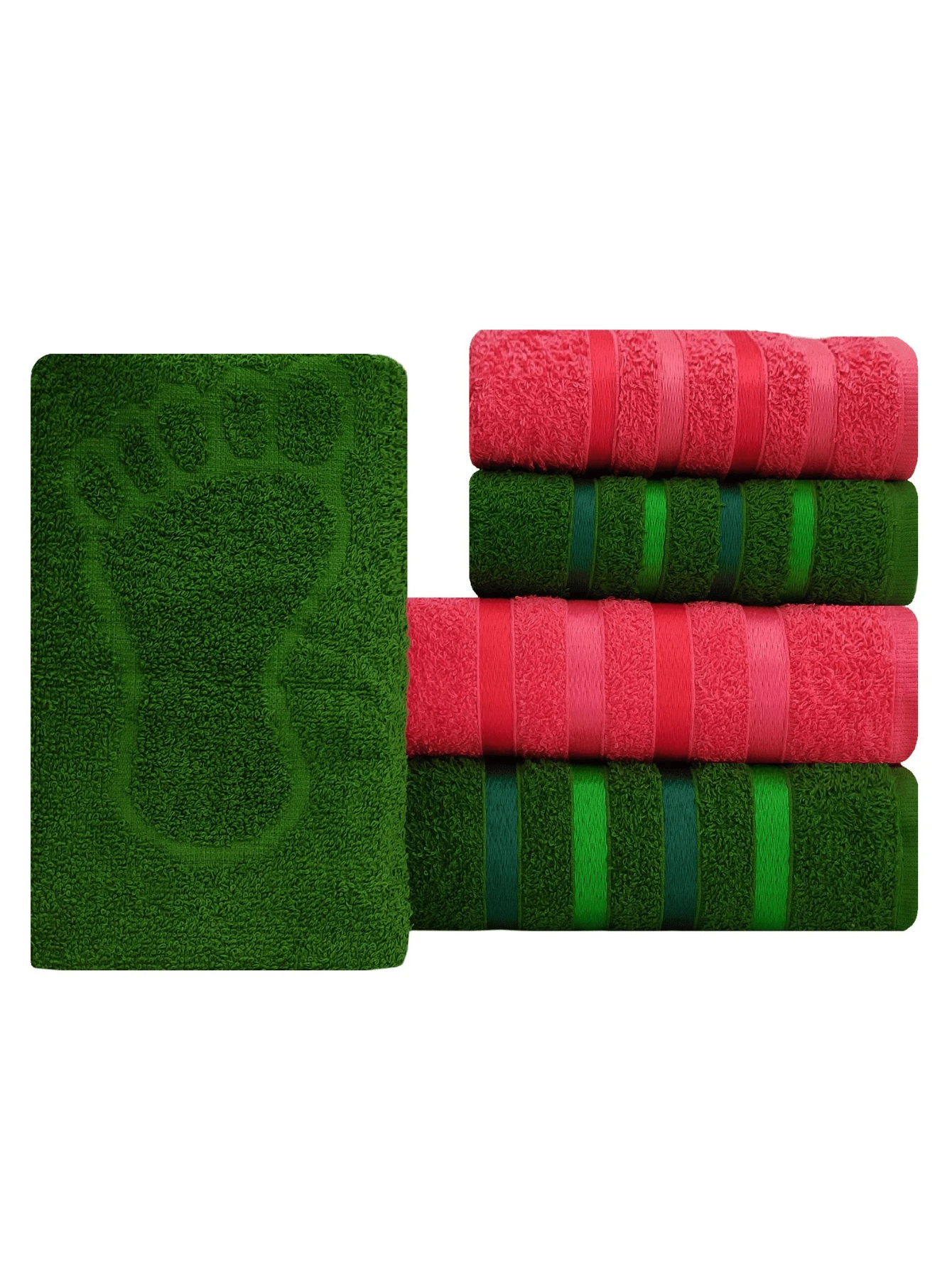 Bath Towels - 綠色和紅色 - 查看 1