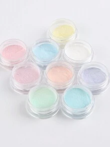 FULL BEAUTY 9 件装白色镀铬指甲仙女粉彩虹闪光极光镜面颜料全息指甲彩粉美甲配件