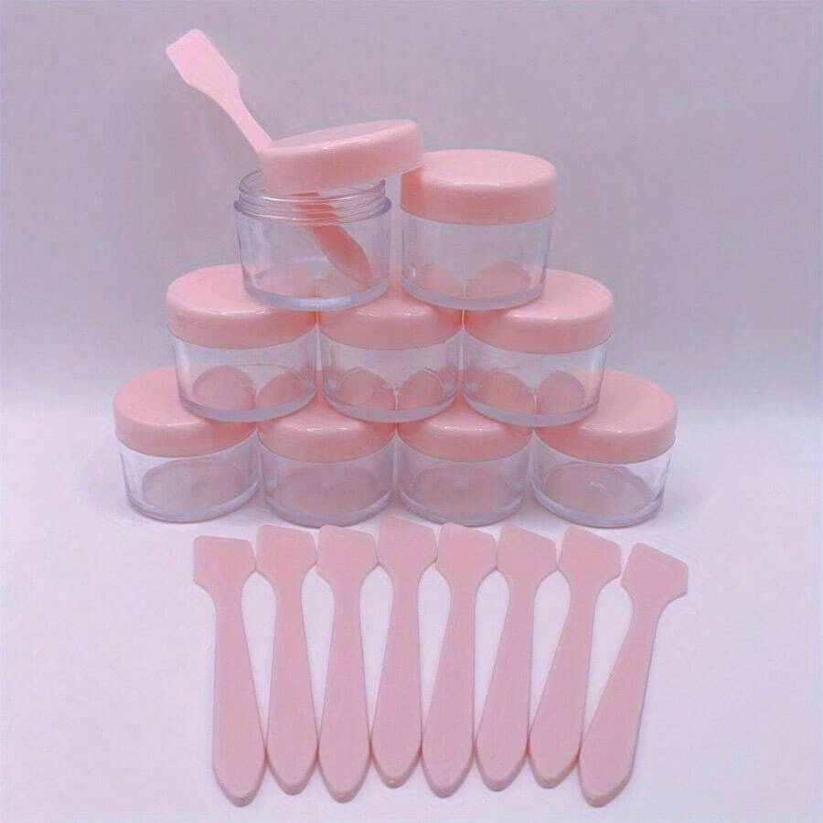 9 Pcs 20ml Cosmetic Jar With Spatula - Perfect For Lotions, Face Creams, Masks, Ointments, Eye Shadows, And Travel Storage - Rhinestones And Samples Included,Makeup,Cheap,Room Decor,Vanity,Travel,Bedroom,Makeup Accessories