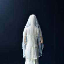 Simple Single Layer Bridal Veil With Satin Edge & Pencil Edge, Fingertip Length & Cathedral Length Available Fall Clothes For Women - Beige - View 5