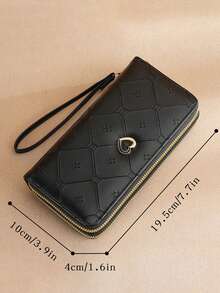 New Design Women Wallet Fashionable Long Clutch Purse With Zipper & Phone Compartment Wallet Long - Black - View 4