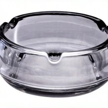 1只煙灰缸,煙灰和香煙碎屑無法落地,深灰色圓形玻璃材質,簡約優雅透明 - 煙灰色 - 查看 2