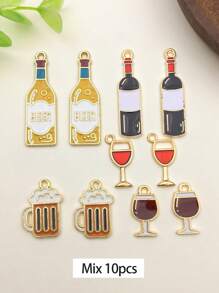 10/13/20/50/100 stuks willekeurige gemengde antieke zilveren emaille legering rode wijn wijnglas kurkentrekker charme DIY hanger voor armband ketting oorbellen sieraden maken accessoires sieraden benodigdheden