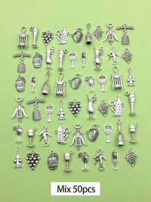 10/13/20/50/100 stuks willekeurige gemengde antieke zilveren emaille legering rode wijn wijnglas kurkentrekker charme DIY hanger voor armband ketting oorbellen sieraden maken accessoires sieraden benodigdheden