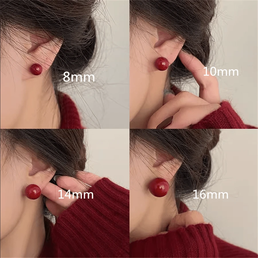 1 Miếng Màu Đỏ Sâu Retro Phong cách Giáng sinh Của phụ nữ Đinh tán tai , Hoàn hảo Đối với Tai Lỗ Chữa bệnh , Năm mới - Màu Đỏ Sâu - Xem 1