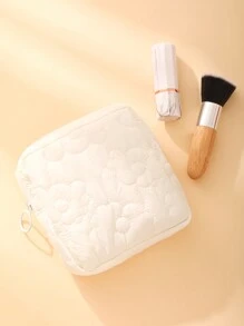 簡約便攜式花卉拉鍊化妝包和衛生袋,適合女士/女孩旅行衛生巾袋洗漱包化妝包化妝包收納袋洗漱包浴室刷化妝工具餐巾零錢包迷你包衛生袋墊袋旅行零錢包商務假期度假宿舍返校女女孩粉撲化妝收納盒化妝品收納口紅袋女禮物女孩禮物女朋友禮物 - 白色 - 查看 1