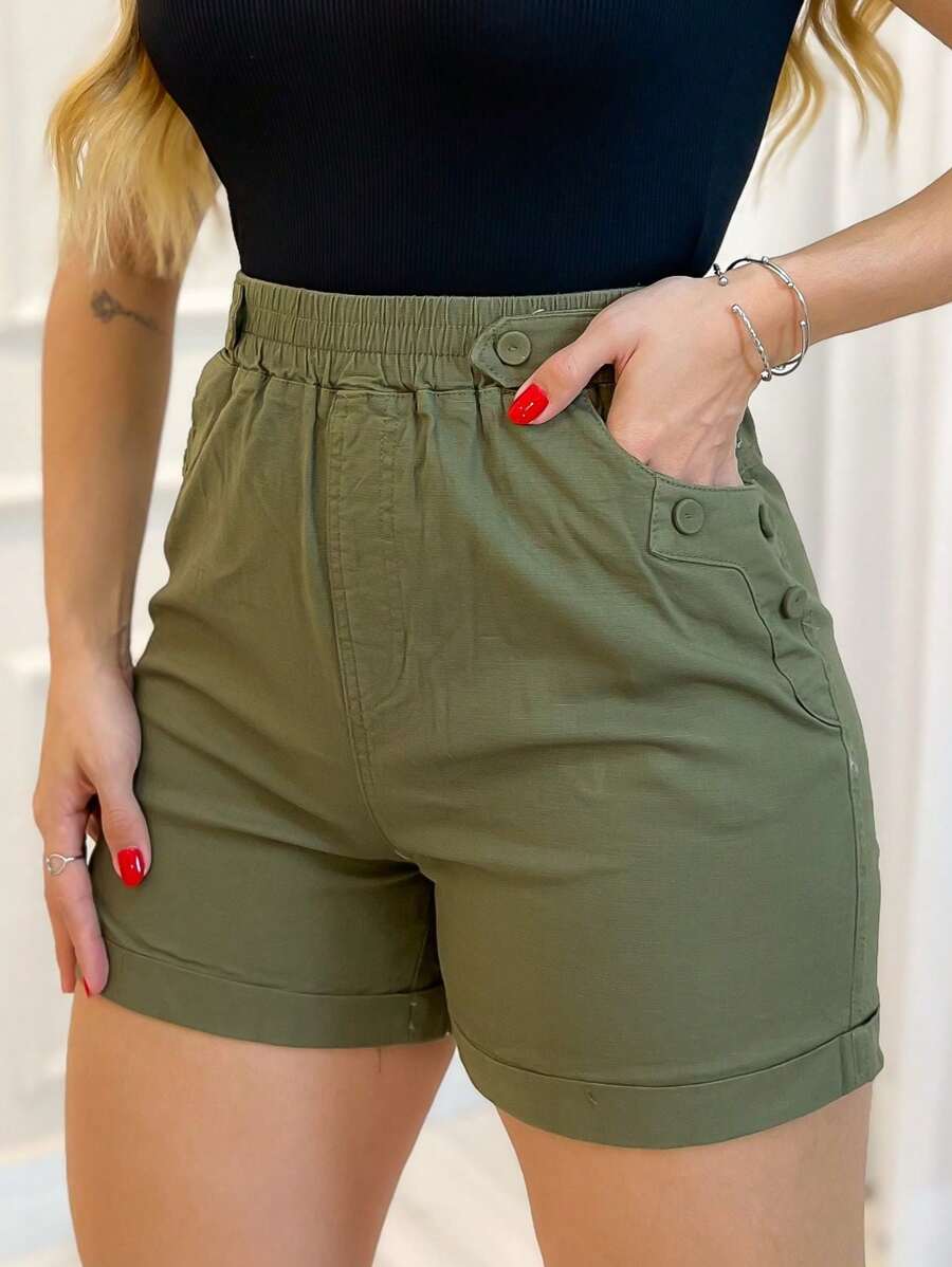 Women Shorts - 軍綠色 - 查看 1