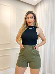 Women Shorts - 軍綠色 - 查看 2