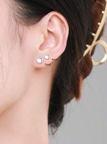 MODIAN 925 Sterling Silver Round Exquisite Moonstone 4 5 6 MM Stud Earrings Platinum Plated Charm Ear Studs For Women Jewelry