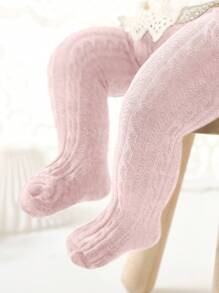 One Pair Of Breathable Solid Color Baby Tights For Spring And Autumn - Pink - View 1