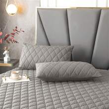 3pcs Waterproof Fitted Sheet Set, Anti-slip Mattress Protector, Soft Comfortable Breathable Solid Color Bedding Set, For Bedroom, Guest Room (1* Fitted Sheet + 2*Pillowcases, Without Core) Twin , Full , Queen , King Size - Grey - View 5