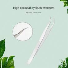 1pc/2pcs Bent Stainless Steel False Eyelash Applicator Makeup Tweezers - Silver - View 2