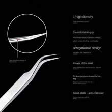 1pc/2pcs Bent Stainless Steel False Eyelash Applicator Makeup Tweezers - Silver - View 6