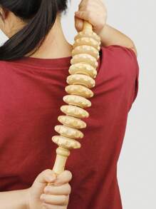 1件装弧形12轮全身按摩工具，木质肌肉放松器，米色 - 米色 - 查看 2