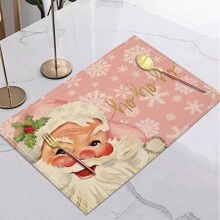 1 Miếng Màu hồng Giáng sinh Theo chủ đề Lanh Đệm Với Ông già Noen & In Bông tuyết Bàn Đồ trang trí - Ông già Noel-1 cái - Xem 2
