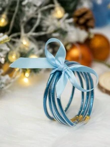 5 Chiếc Đen Tiệc Giáng Sinh Sáng Bóng Lấp Lánh Chống Nước Lễ Hội Nơ Ruy Băng Thạch Lắc Tay Vòng Tay - màu đen - Xem 4