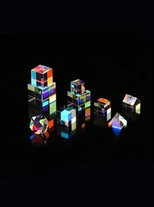 Conjunto De Observación Óptica. Prisma Cúbico Empaquetado + Prisma Triangular En Caja. Juguete De Descompresión Para Observar Cambios De Luz, Ayuda Pedagógica, Juguete Explorador Para Adolescentes. Espectroscopio Estereoscópico De Juguete. Prisma De Colores De Vidrio Transparente K9 De Material De Cristal Artificial - Blanco - Ver 6