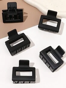 Bộ 1/5 chiếc kẹp tóc vuông màu đen mờ đơn giản, kích thước 4cm, thích hợp cho kiểu tóc đuôi ngựa cao, kẹp tóc hàm, kẹp tóc cài đầu, kẹp giữ tóc, phụ kiện tóc mùa thu đông cho nữ, phù hợp với trang phục đi nghỉ mát và trang phục mùa hè. - màu đen - Xem 3