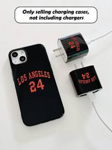 1pc City Name & Digital Printed Phone Case And 1pc 20w Digital Printed City Name Charger Kit, Compatible With Iphone - Multicolor - View 4