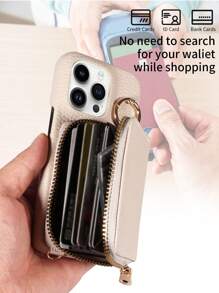 1pc Multifunctional Zipper Accordion Card Holder Wallet Case Compatible With Apple 17 Pro Max/17 Pro/17/Air/16 Pro Max/16/15/14/13,G A16