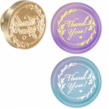 CYFUN DESIGN 1 件感谢蜡封黄铜印章头无手柄复古植物可拆卸印章头适用于婚礼派对邀请函信封礼品包装 - 金色 - 查看 5