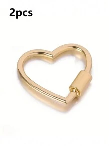 2pcs 28x30mm (1.1.1.18in) Heart Shaped Multipurpose Carabiner Clip With Aluminum Alloy Ring Keychain, For Camping, Hiking, Fishing, Traveling And Dog Leash - Black - View 7