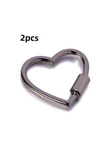 2pcs 28x30mm (1.1.1.18in) Heart Shaped Multipurpose Carabiner Clip With Aluminum Alloy Ring Keychain, For Camping, Hiking, Fishing, Traveling And Dog Leash - Black - View 6