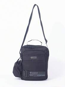 Men's Shoulder Bag With Large Capacity And Water Bottle Holder - Black - View 3