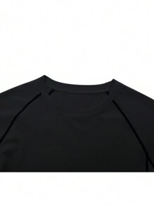 Áo thun thể thao dài tay Raglan cho nam, áo nén cho nam - màu đen - Xem 3