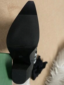 2023 European And American Autumn Vintage-style Embroidered Western Cowboy Boots With Chunky Heels, High Tube, Elastic Shaft And Pointed Toe - Black - View 7