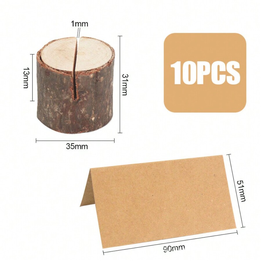 Toncoo Wood Place Card Holders, 10Pcs Premium Rustic Table Number