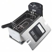 Freidora casera multifuncional de 1 pieza freidora de papas fritas para mejorar sus habilidades de cocina, perfecta para pollo frito, papas fritas y donas como freidora eléctrica profesional - Plateado - Ver 5