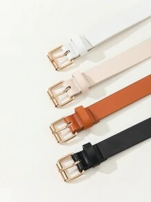 4PCS Women's Square Buckle Minimalist Versatile Decorative Waist Belt For Dress, Jeans Outfit, Workwear Fall, Autumn, Halloween - Multicolor - View 4