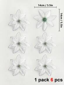 6 件裝聖誕樹裝飾花和雪花形狀派對 Diy 裝飾品配件,人造花