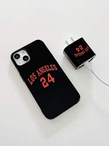 1pc City Name & Digital Printed Phone Case And 1pc 20w Digital Printed City Name Charger Kit, Compatible With Iphone - Multicolor - View 1