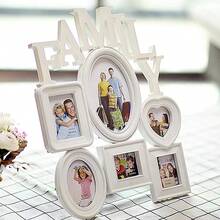 1pc Black Family Photo Frame Combination For Wall Hanging, Classic Style Wedding Decoration Baby Shower Easter Gifts Things For Girls/Boys - Black - View 4