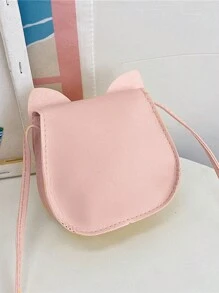 1Pc MINI Cute Cat pattern Slant Shoulder Bag Flip closure Coin Purse PU Leather Casual Kawaii Lightweight Portable Candy bag For Outdoor For Vacation Holiday For Daily  For Girl For Little Miss - Pink - View 3