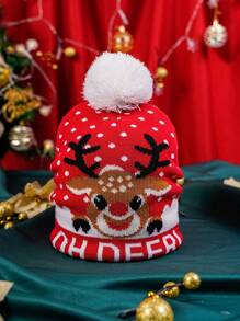 1 件男女通用 Y2K 风格圣诞透气时尚便帽，适合秋冬季节、圣诞装 - 紅色 - 查看 2