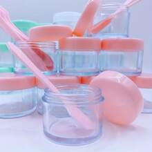 9 Pcs 20ml Cosmetic Jar With Spatula - Perfect For Lotions, Face Creams, Masks, Ointments, Eye Shadows, And Travel Storage - Rhinestones And Samples Included,Makeup,Cheap,Room Decor,Vanity,Travel,Bedroom,Makeup Accessories