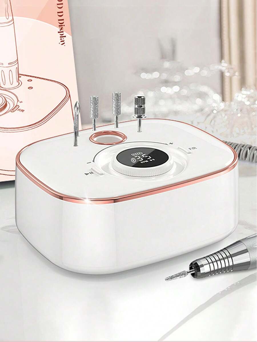 35000RPM電動美甲磨鑽，配有LCD顯示屏，可充電修甲機器，適用於凝膠油美甲藝術沙龍工具