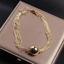 Exaggerated Layered Chunky Chain Necklace With Uncommon Big Ball Pendant For Women's Punk Style, Jewelry Gift For Dating