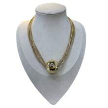 Exaggerated Layered Chunky Chain Necklace With Uncommon Big Ball Pendant For Women's Punk Style, Jewelry Gift For Dating