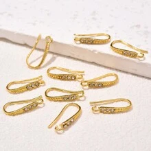 10pcs Fashionable Copper Earring Hooks With Rhinestone Decoration, Suitable For Diy Handmade Jewelry - Multicolor - View 4