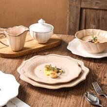 1pc High-end Light Grey Ceramic Bowl Or Plate For Home Decoration - Light Grey - View 4