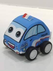 Police Car Inertial Miniature Toy With Removable Washable Fabric Cover, Cute Cartoon - Blue - View 2