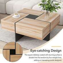 Unique Design Coffee Table with 4 Hidden Storage Compartments, Square Cocktail Table with Extendable Sliding Tabletop, UV High-gloss Design Center Table for Living Room, 31.5"x 31.5"
