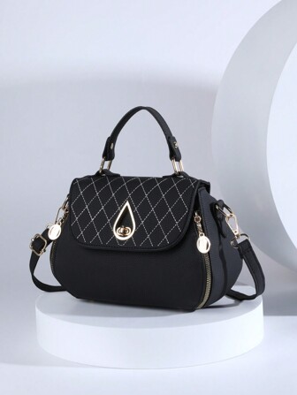 PINCNEL Fashionabla handväska med roterande låsstängning Damväskor Trend Handväskor Väskor för kvinnor 2023 Nya lyxhandväskor Kvinnor Stor kapacitet axelkvalitet Lila Crossbody-väskor, Morsdagspresenter, Mammapresenter, Mammas Essentials, Mammaväska för att gå ut