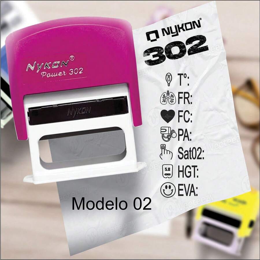 Carimbo para anotações de Enfermagem - Modelo 02 - Pink - Visão 1
