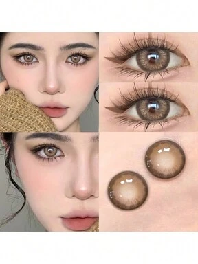 1 par de lentes de contacto de color de 6 meses, diseño de 14.5 mm, maquillaje de ojos hermoso, adecuado para citas diarias y uso recreativo, lentes de contacto marrones de cisne negro con un contenido de agua del 40% para disfraz de Halloween y cosplay